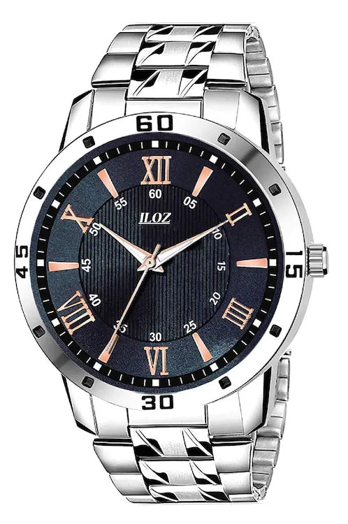 black Roman Dial Silver Stainless Steel Strap Analogue watch